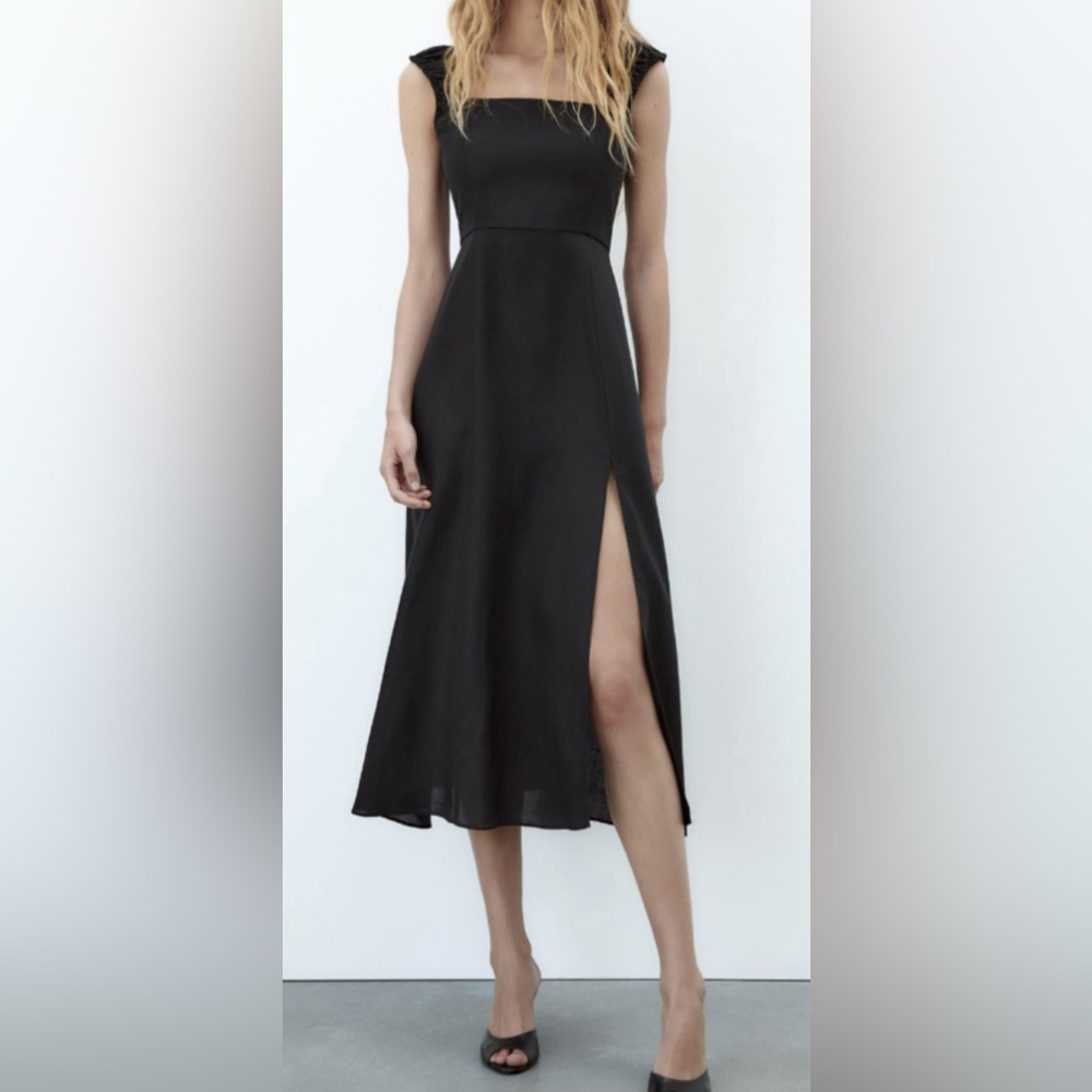 Zara Black Sleeveless Midi Dress